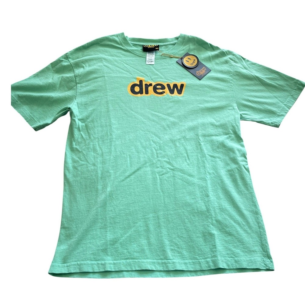 Drew House Secret SS Tee Mint Green Yellow Logo Shirt XS NWT Justin Bieber